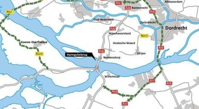 Vanaf 4 oktober bredere linkerrijstroken op Haringvlietbrug